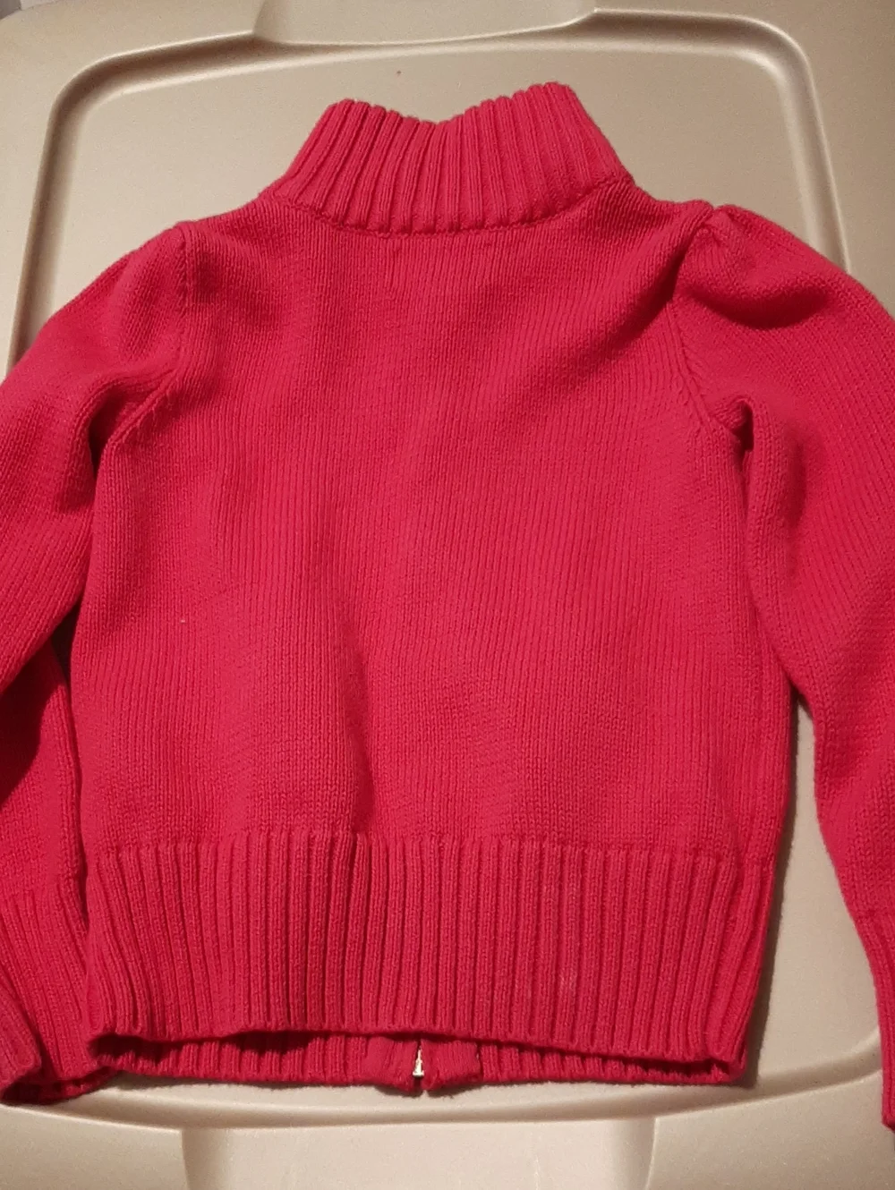 Ralph Lauren Hot Pink Full-Zip Knit Sweater With Blue Pony